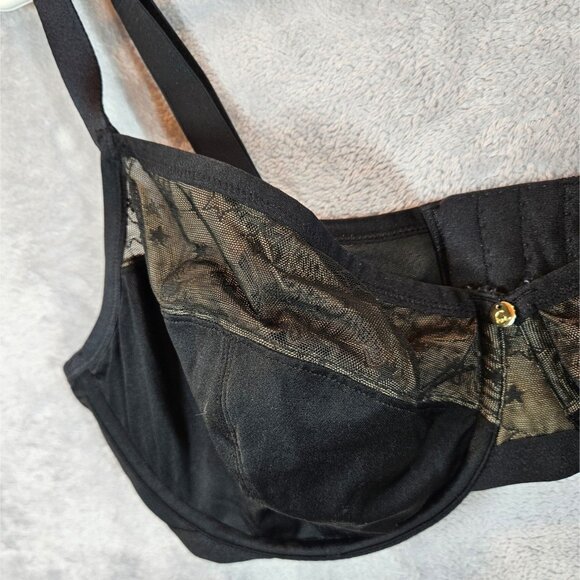 Cacique Black Unlined Demi Bra Womens 44DDD Lingerie underwire feminine sexy - Picture 6 of 11